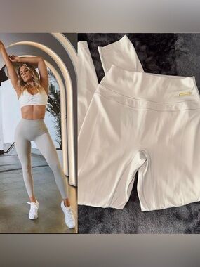 Gymshark Whitney Simmons Beige Tan Brown Scrunch Butt Gym Leggings Womens Small